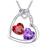 Sterling Silver Heart Birthstone Pendant Necklace