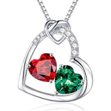 Sterling Silver Heart Birthstone Pendant Necklace