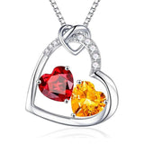 Sterling Silver Heart Birthstone Pendant Necklace