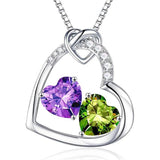 Sterling Silver Heart Birthstone Pendant Necklace