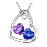 Sterling Silver Heart Birthstone Pendant Necklace