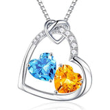 Sterling Silver Heart Birthstone Pendant Necklace