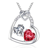 Sterling Silver Heart Birthstone Pendant Necklace