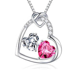 Sterling Silver Heart Birthstone Pendant Necklace