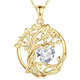 Sterling Silver Heart Birthstone Tree of Life Pendant Necklace