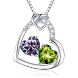 Sterling Silver Heart Birthstone Pendant Necklace