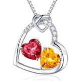 Sterling Silver Heart Birthstone Pendant Necklace