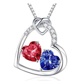 Sterling Silver Heart Birthstone Pendant Necklace