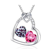 Sterling Silver Heart Birthstone Pendant Necklace