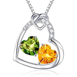 Sterling Silver Heart Birthstone Pendant Necklace