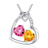 Sterling Silver Heart Birthstone Pendant Necklace