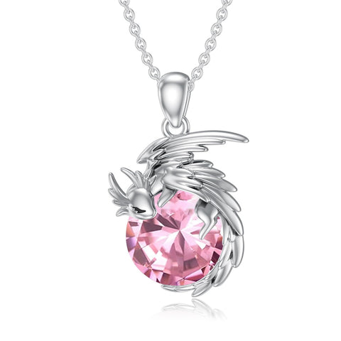 Sterling Silver Birthstone Dragon Necklace Pendant Necklace