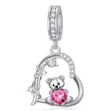 Sterling Silver 12 Month Birthstone Bear Bead Charms