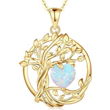 Sterling Silver Heart Birthstone Tree of Life Pendant Necklace