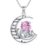 Silver Cat 12 Month Birthstone Pendant Necklace