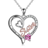 Sterling Silver Birthstone Sister Pendant Necklace Engraved WithI Love You Forever