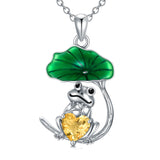 Sterling Silver Birthstone Frog Pendant Necklace