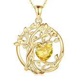 Sterling Silver Heart Birthstone Tree of Life Pendant Necklace