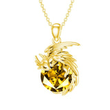 14K Gold Birthstone Dragon Necklace Pendant Necklace