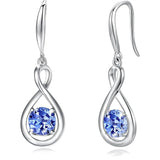 925 Sterling Round Gemstone Birthstone Dangle Earrings