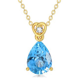 14K Gold 2 Carat Teardrop Created Birthstone with Real Diamond Pendant Necklace