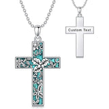 Cross Necklace for Women 925 Silver 12 Month Birth Flower Cross Pendant Turquoise Jewelry Gifts for Women Mother