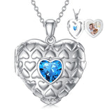 Sterling Silver Personalized Photo Heart Birthstone Pendant Necklace