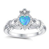 Sterling Silver 0.1 Cttw Natural Diamond Gemstone Heart Irish Claddagh Engagement Ring