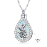 Sterling Silver Teardrop Opal 12 Birth Flower Urn Necklaces for Ashes