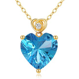 14K Gold 3 Carat Heart-cut Birthstone Pendant Necklace