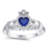 Sterling Silver 0.1 Cttw Natural Diamond Gemstone Heart Irish Claddagh Engagement Ring