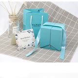 Blue Double-Door Eternal Rose Jewelry Box Bow Valentine's Day Gift Box Earrings Rings Necklace Box