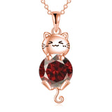 Cat Necklace 925 Silver Cat Birthstone Necklace Cat Jewelry Gift for Women Cat Lover