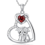 Sterling Silver 5A Cubic Zirconia Highland Cow Pendant Necklace