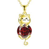 Cat Necklace 925 Silver Cat Birthstone Necklace Cat Jewelry Gift for Women Cat Lover