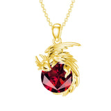 14K Gold Birthstone Dragon Necklace Pendant Necklace