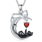 Cat Necklace 925 Silver Cat Birthstone Necklace Cat Jewelry Gift for Women Cat Lover