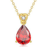 14K Gold 2 Carat Teardrop Created Birthstone with Real Diamond Pendant Necklace