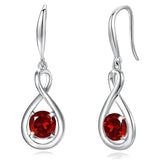 925 Sterling Round Gemstone Birthstone Dangle Earrings