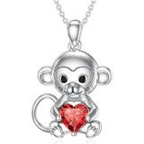 Sterling Silver Birthstone Monkey Pendant Necklace