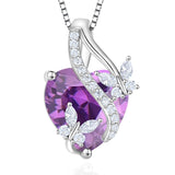 Sterling Silver Heart Birthstone Butterfly Pendant Necklace