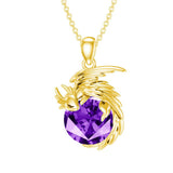 14K Gold Birthstone Dragon Necklace Pendant Necklace