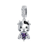 Sterling Silver 12 Months Birthstone Cow Charm Beads