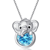 Sterling Silver 12 Month Birthstone Elephant Pendant Necklace