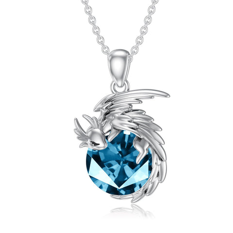 Sterling Silver Birthstone Dragon Necklace Pendant Necklace