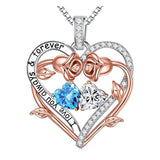 Sterling Silver  Rose Heart Birthstone Moissanite Pendant Necklace