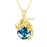 14K Gold Birthstone Dragon Necklace Pendant Necklace