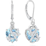 Sterling Silver Heart Birthstone Butterfly Leverback Earrings