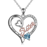 Sister Gifts from Sister Sterling Silver I Love You Forever Necklace Birthstone Pendant Sister Jewelry Sister Gift