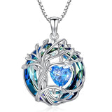 Sterling Silver Birthstone Irish Celtic Tree of Life Pendant Necklace